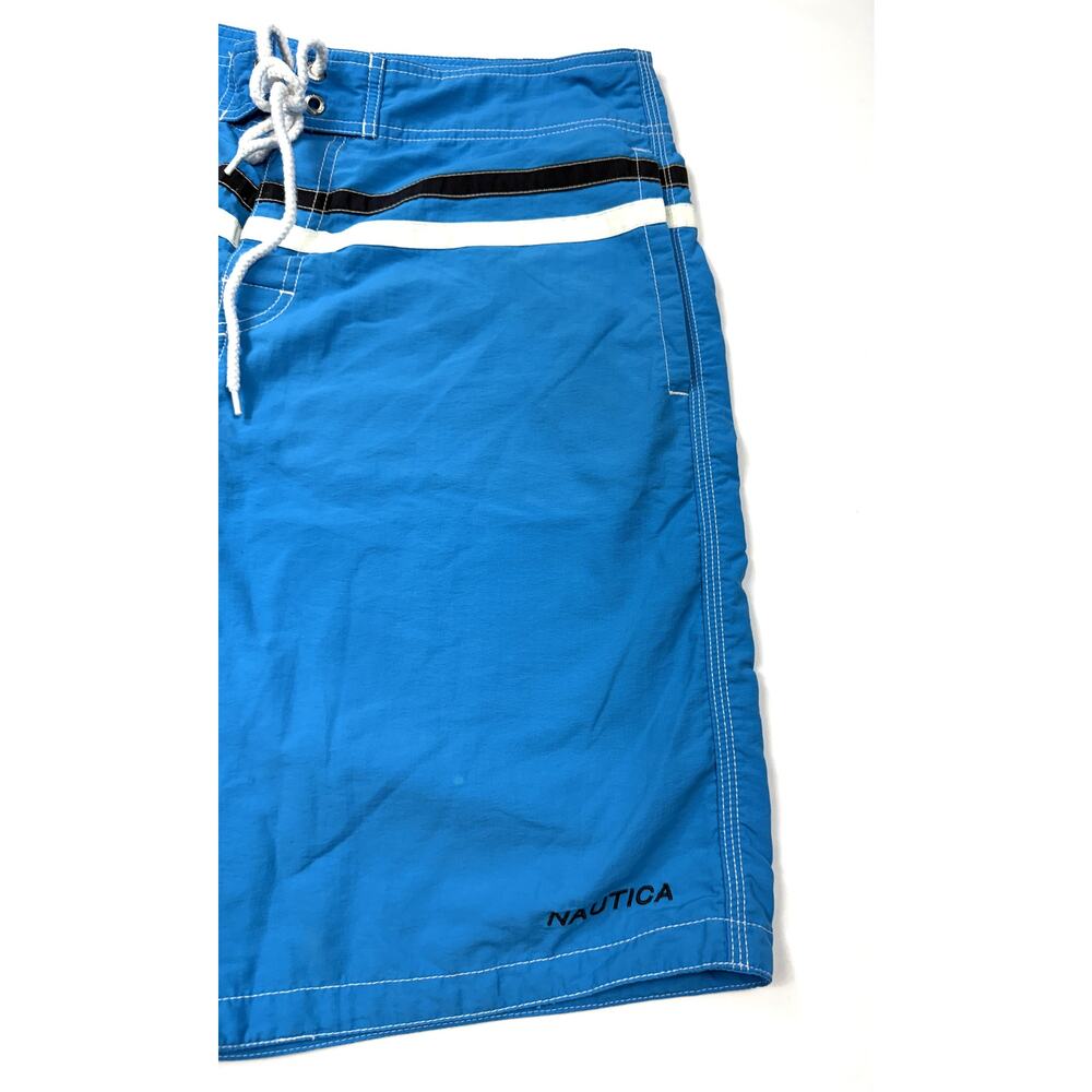 Vintage Nautica Swim Trunks Mens Sz 32 Blue drawstring stripes accent bands - Picture 4 of 16